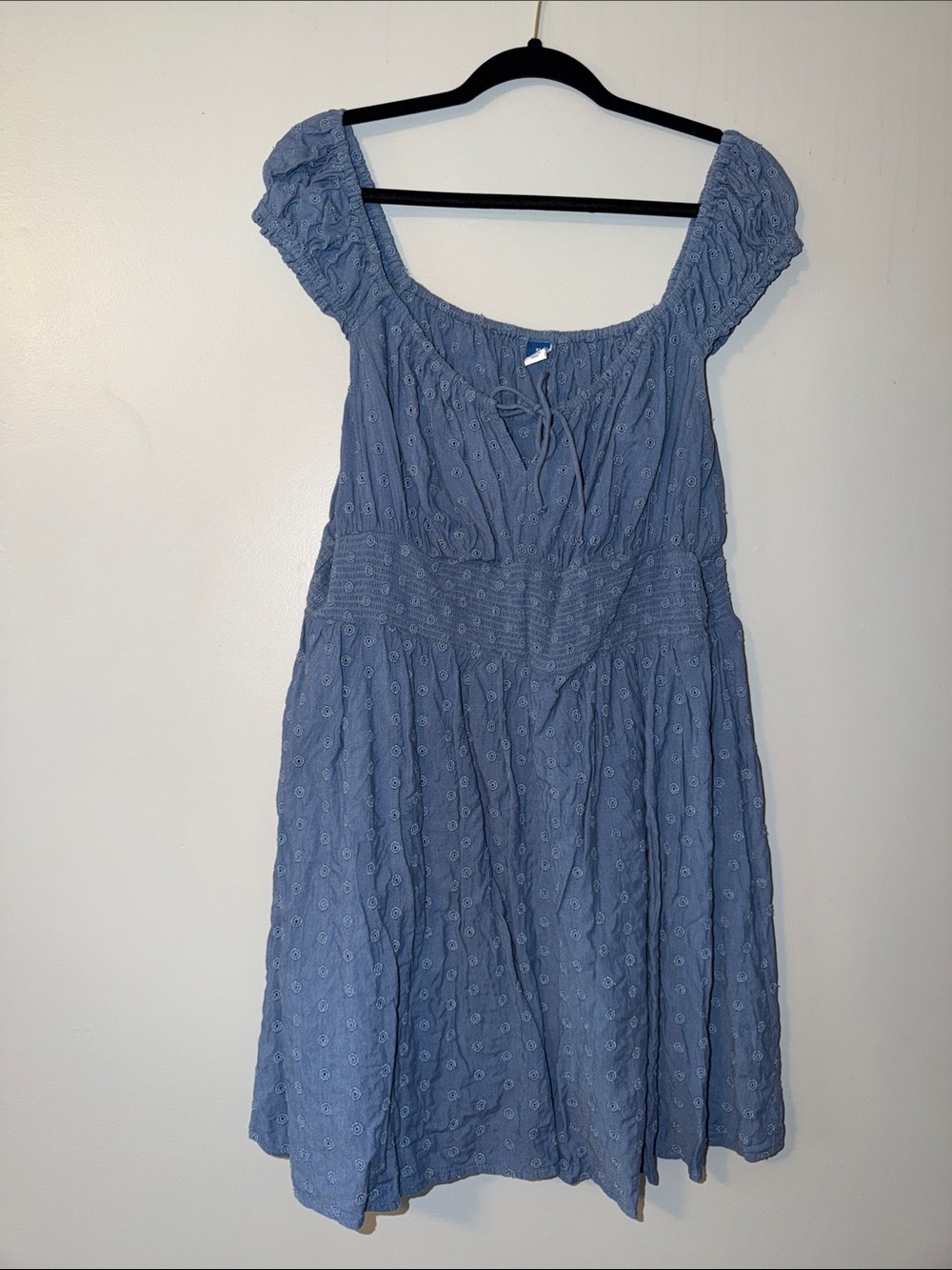 Adorable Old Navy Dusty Blue Eyelet Midi Dress